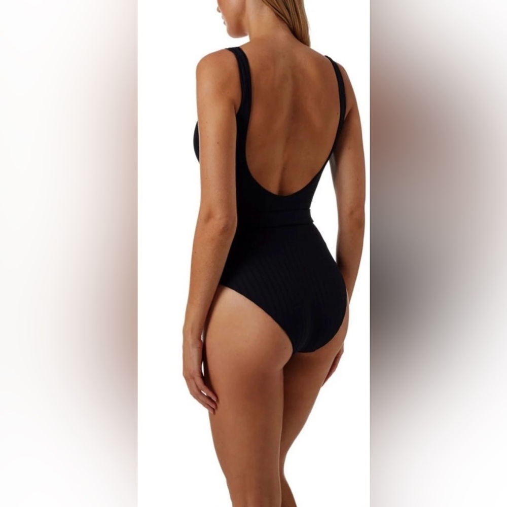 Melissa Obadash Texas One-Piece Belted Swimsuit Black Size 4 NWT - Picture 5 of 7
